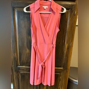 New York & Company Pink Wrap Midi Dress